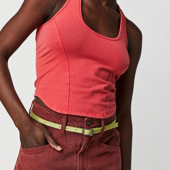 NWOT Free People Concrete Jungle Skinny Belt in Green